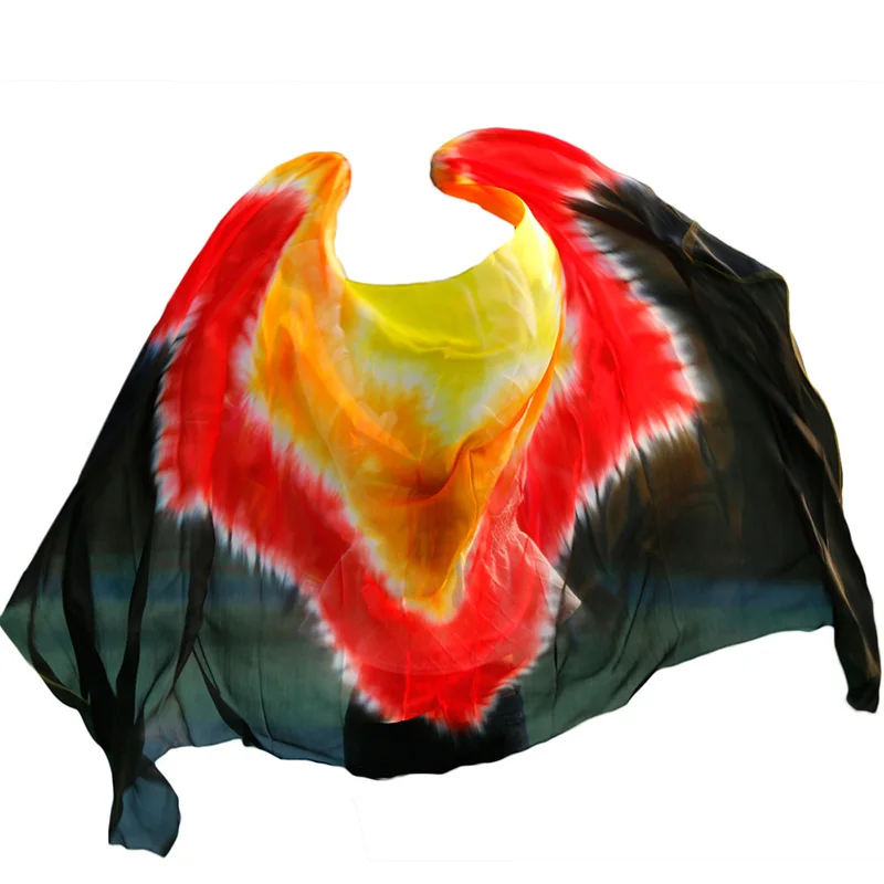 Окрашенная вручную 100% настоящая шелковая Фата для танца живота реквизит сцены