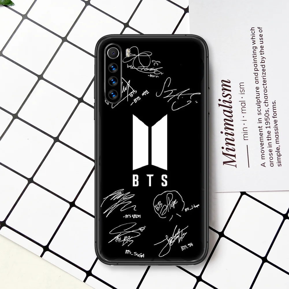 

Kpop Bangtan Boys Phone Case Cover For XIAOMI Redmi Note 3 4 4X 5 6 7 8 9 Pro T S Max black Cover Fashion Back Trend Shell 3D