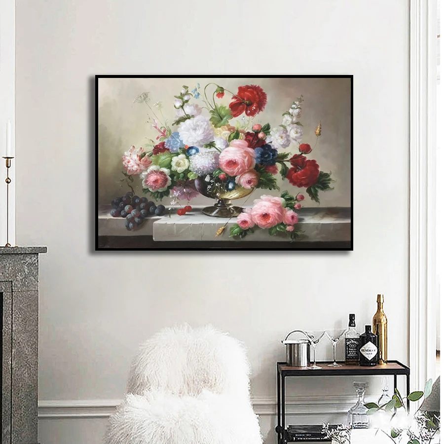 100% ручная роспись пеонис растения бонсай художественная живопись на холсте