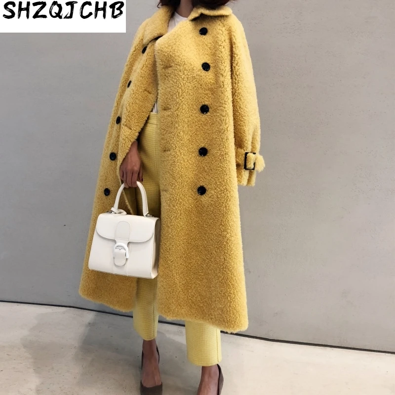 

JCHB 2021 Real Fur Coat Women Lamb Fur Jacket Winter Coat Women Korean Warm Woolen Overcoat Long Abrigos Mujer Invierno BL-628