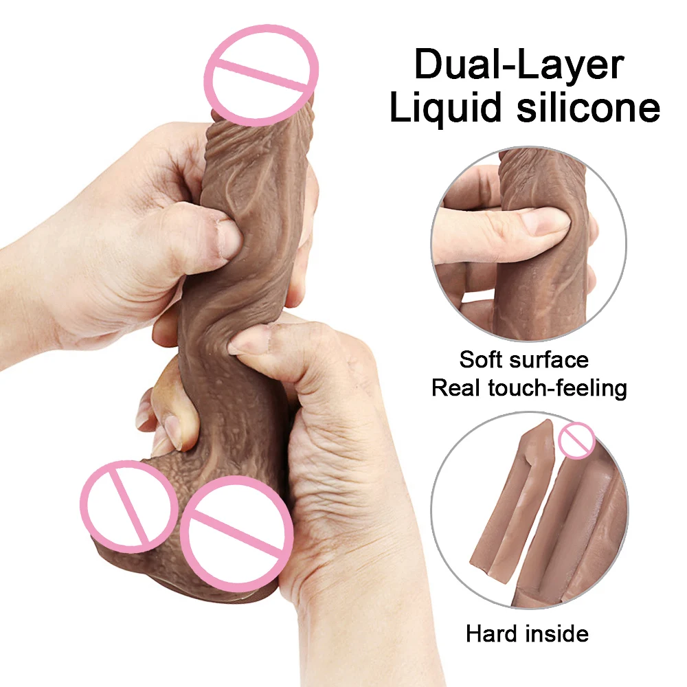 Длинный фаллоимитатор для женщин мягкая кожа реалистичный большой с присоской