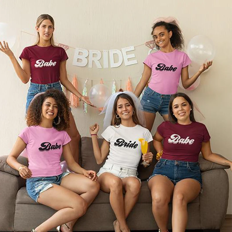 

Babe Bride Oversized T Shirt for Women Single Bachelorette Party Clothes Wedding Graphic T-shirt Hen Bridesmaids' Gifts Dropship