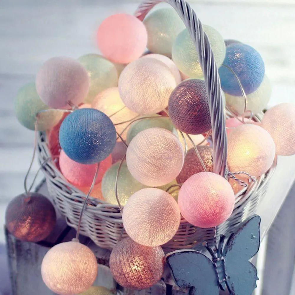 Гирлянда с хлопковыми шариками 3 5 см 2 м 20 светодиодов