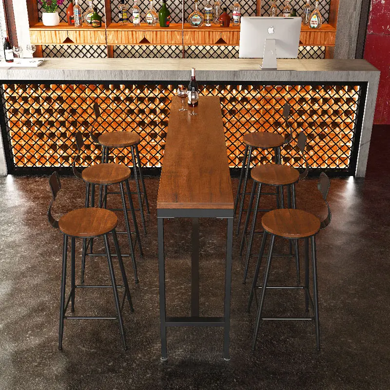 H1 домашний длинный стол высокий и стул из кованого железа клубный бар черного