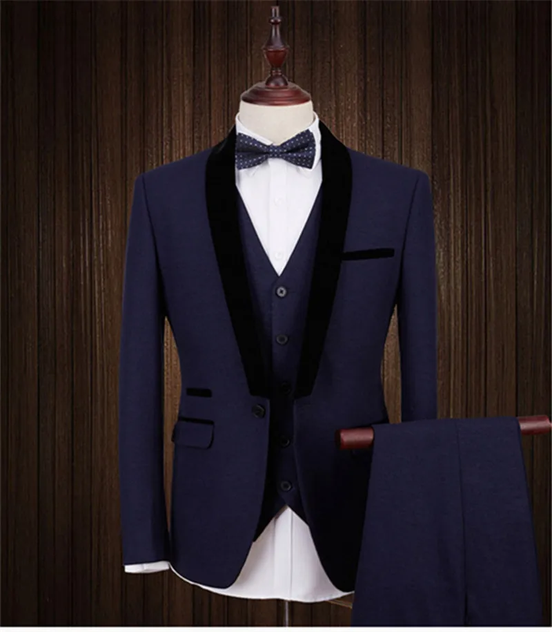 

Handsome One Button Groomsmen Shawl Lapel Groom Tuxedos Men Suits Wedding/Prom/Dinner Best Blazer(Jacket+Pants+Vest+Tie) 141