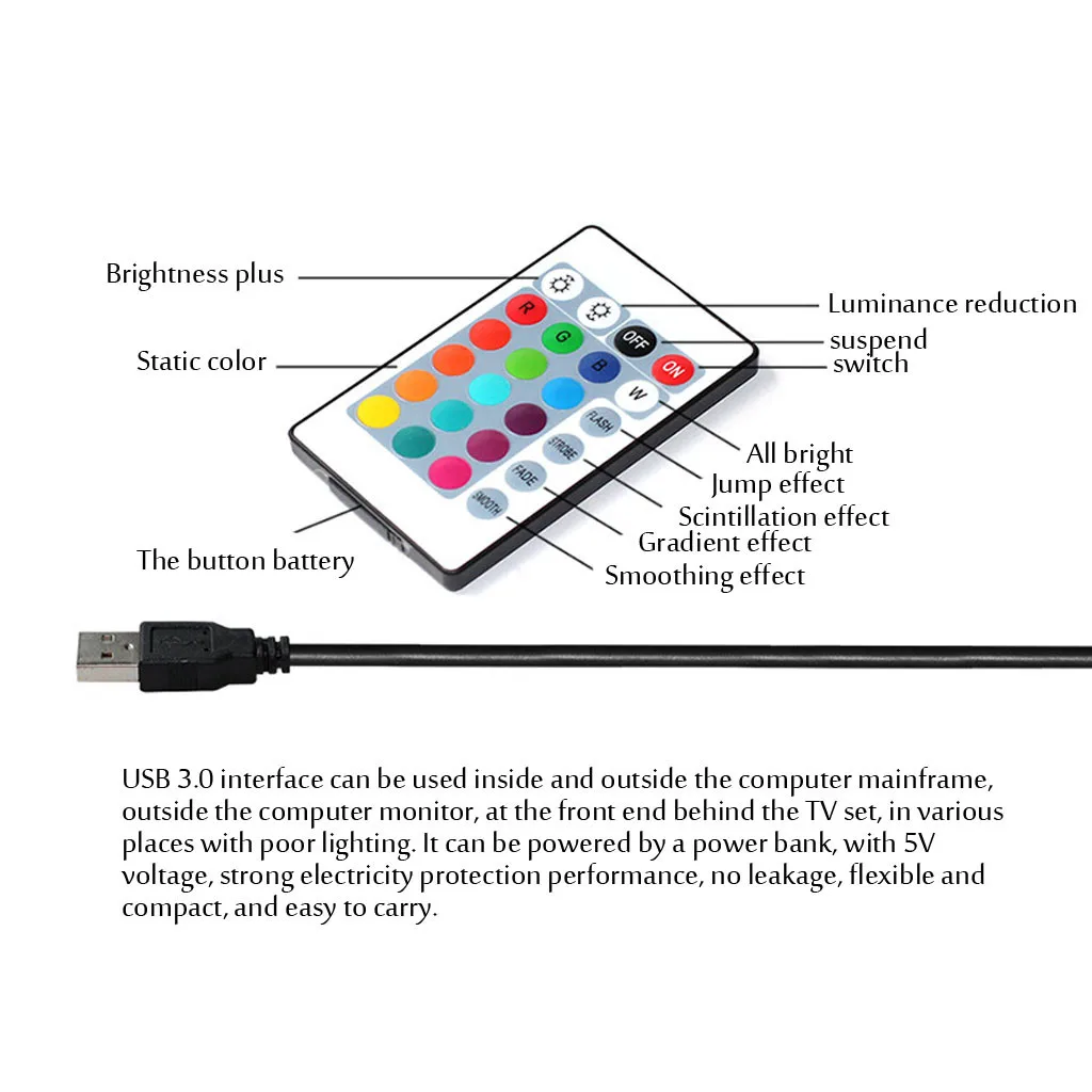Задний светильник для комнаты Светодиодная лента USB 5050 RGB наклонный Гибкая лампа