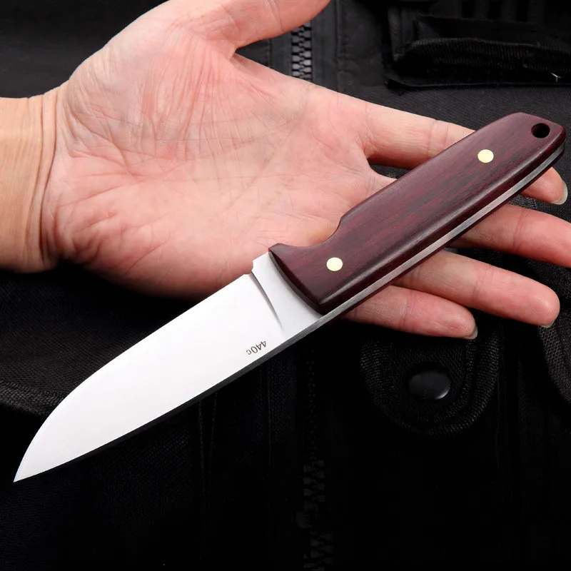 HS Tools 440C стальной уличный Заостренный нож с фиксированным лезвием Ручка из