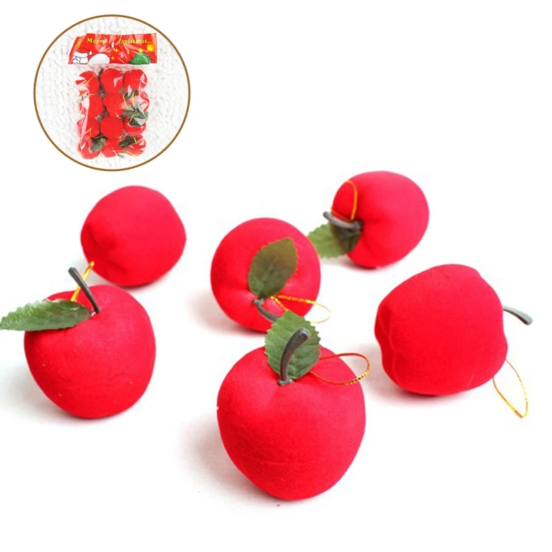 

12 искусственных красных яблок, подвеска, украшения для рождественской елки, поддельные яблоки, фрукты, Рождественская елка, подвеска, Новин...