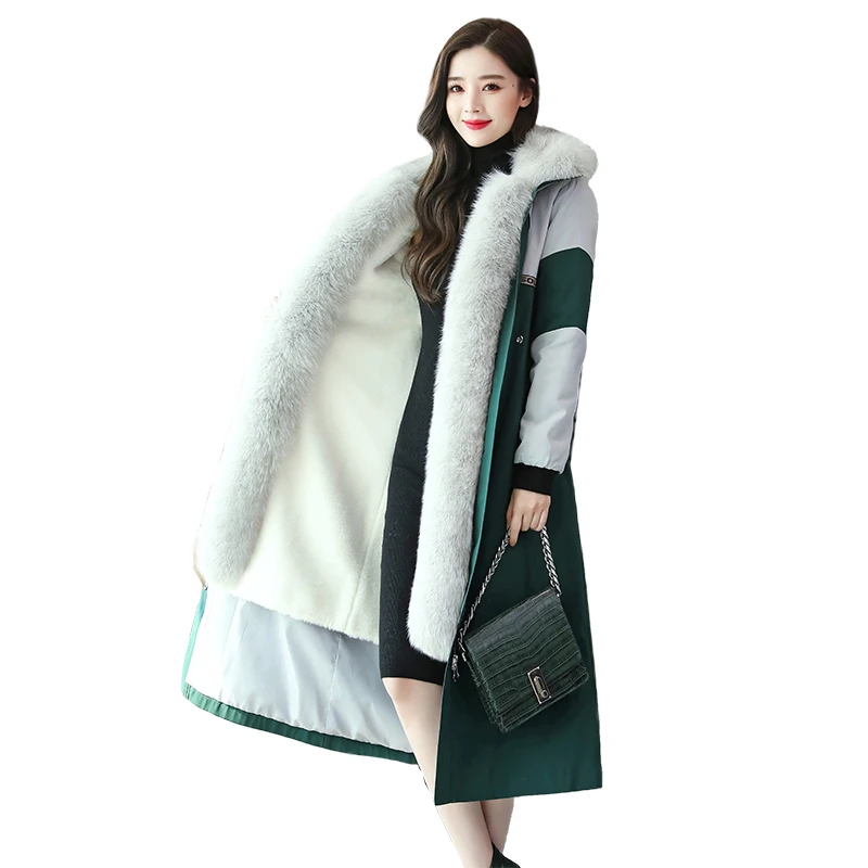 

Parker cotton jacket women detachable liner 2020 new winter Female Outerwear waist plus velvet thick Long padded Coat tide M176