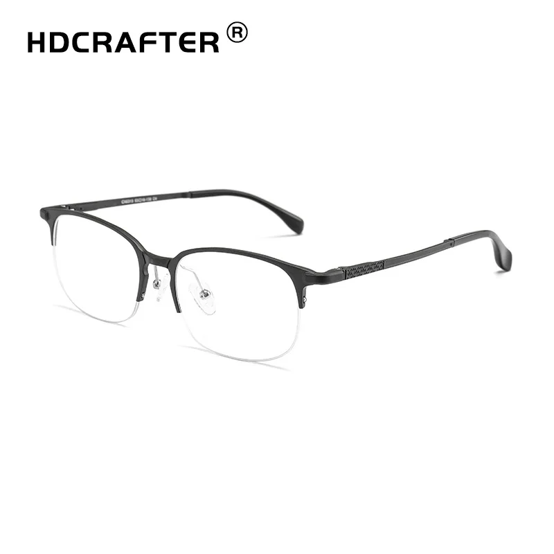 

HDCRAFTER New Aluminum Magnesium Frame Glasses Men Half Eyeglasses Frames Prescription Eyewear Optical Glasses Frame Oculos