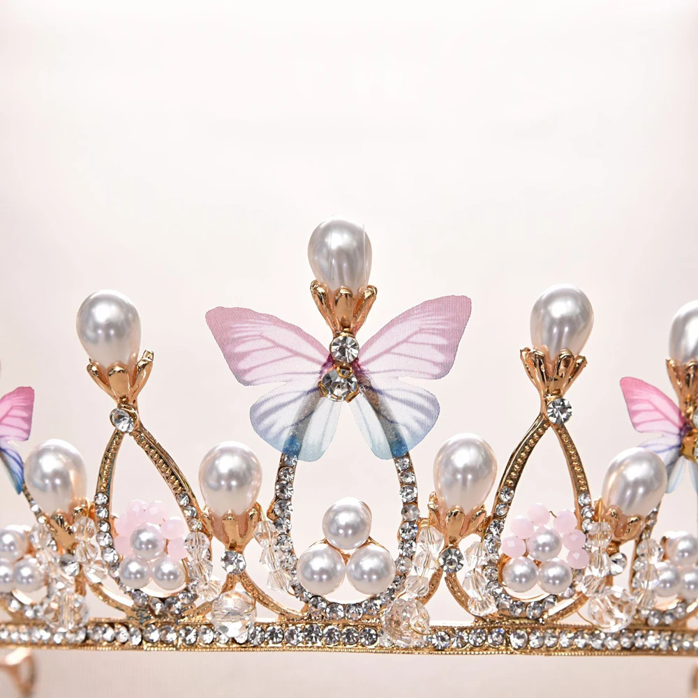 

Luxury Baroque White Crystal Pearl Bridal Crown Tiara Magnificent Rhinestone Diadem for Bride Headband Wedding Hair Accessories