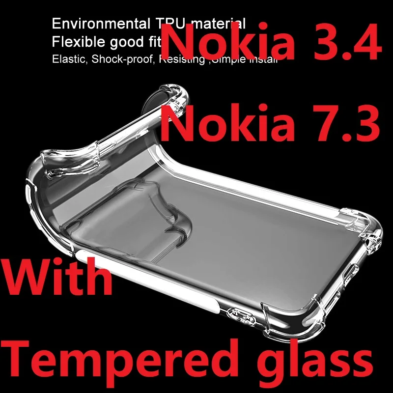 Прозрачный чехол для Nokia 3 4 + закаленное стекло мягкий гелевый Чехол из ТПУ