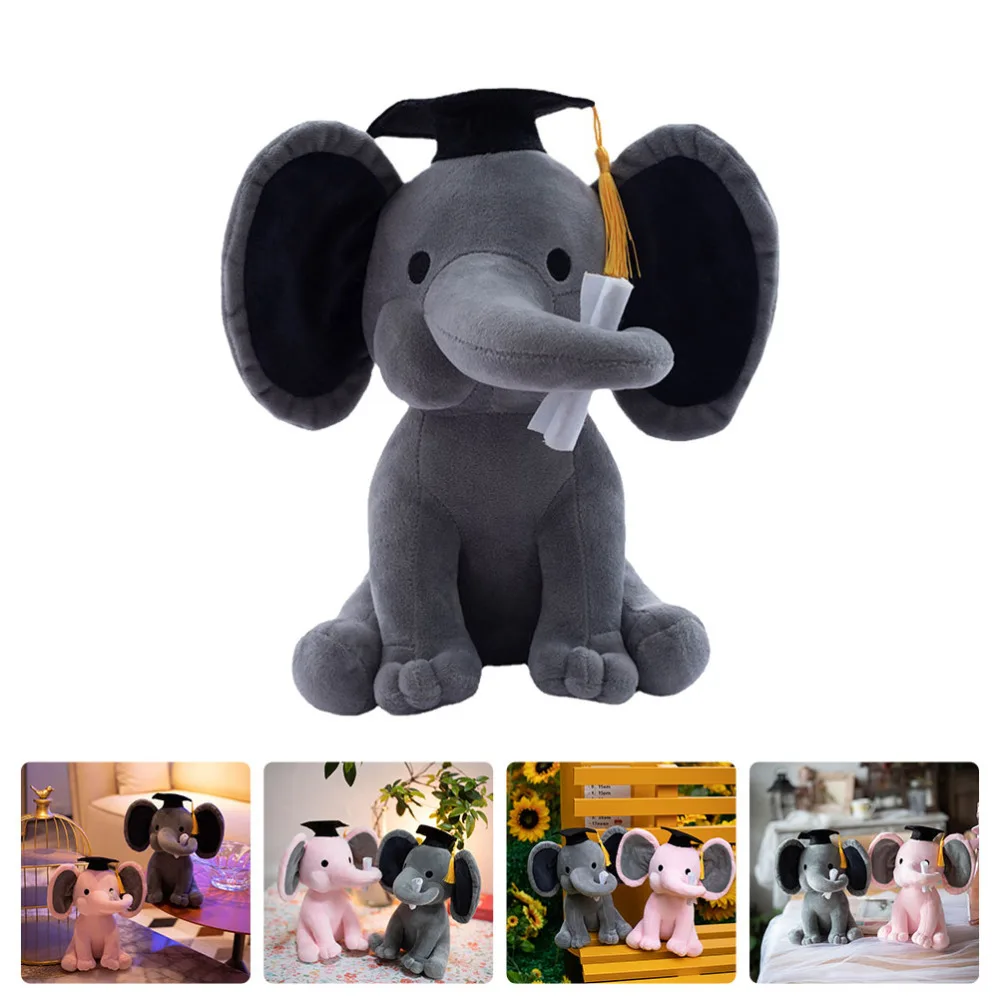 

1pc Graduation Plush Elephant Doll Gift Lovely Stuffed Doll Desktop Doll