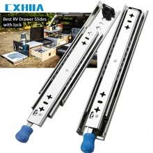 CXHIIA 10" - 60" Lockable Heavy Duty Drawer Slide  Three Fold Full Extension Drawer Runners, Ball Bearing Lock-inRail Hardware