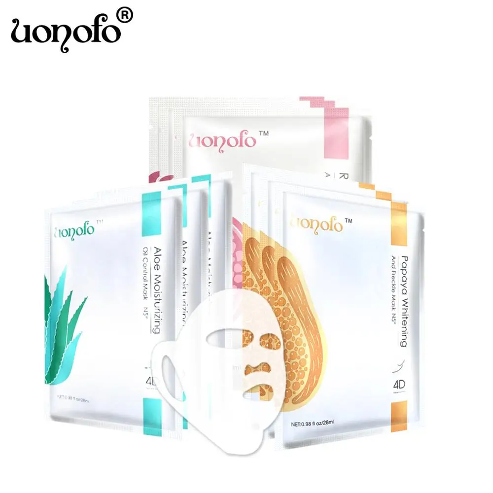 UONOFO 4DFruit эссенция маска для лица папайя алоэ гранат удаляет угри увлажняющая уход