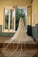 luxury bling tesettur glitter soft tulle veu de voia wedding veil combom 3 5m bride veil one layer sparkly wedding accessories