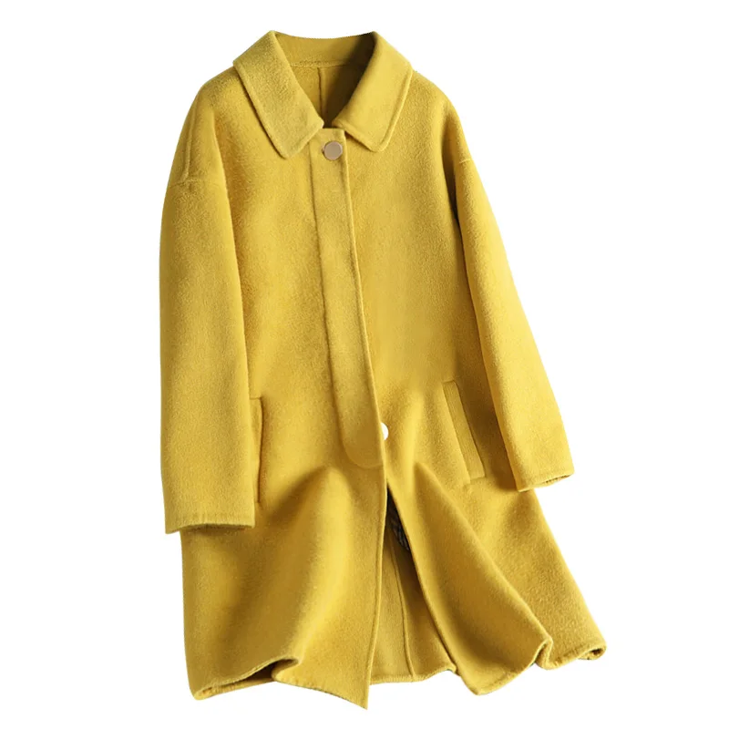 

wool overcoat women's jacket in 2019, medium and long cashmere anti-quarter doll collar Korean version fashionable slim