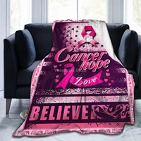 breast cancer pink ribbon hope soft throw blanket for women men kid lightweight fleece blanket for couch sofa