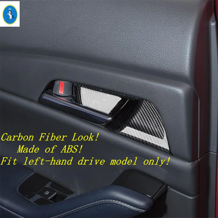 

Yimaautotrims Armrest Box Anti Kick Panel / Inner Door Handle Bowl Frame Cover Trim Fit For Mazda 3 CX-30 2020 Carbon Fiber