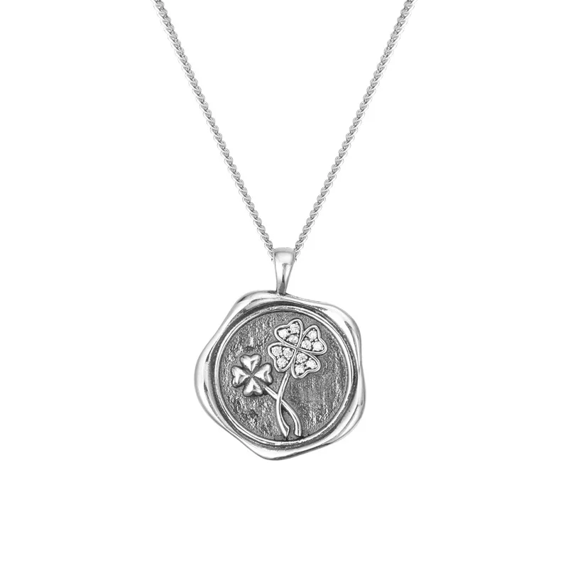

925 Silver Flower Carving Pendant Necklace Jewelry Minimalism Chocker Kolye Collier Bijoux Femme Women Fashion