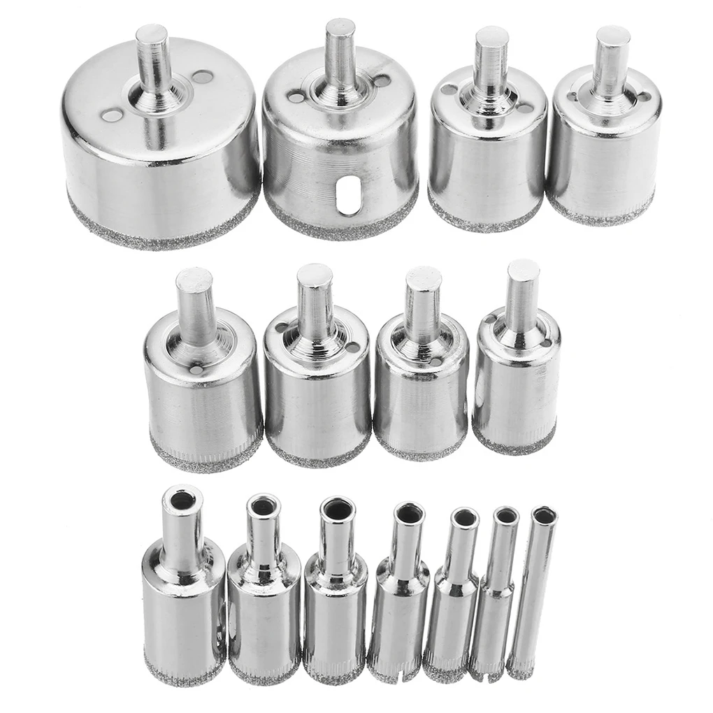 

15pcs 3mm-50mm Diamond Coated Drill Bit Tile Marble Glass Ceramic Hole Saw Drilling Bits For Power Tools