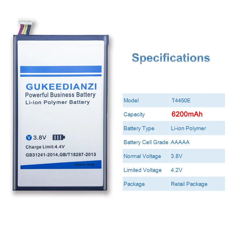 Аккумулятор для планшета GUKEEDIANZI T4450E для samsung GALAXY Tab 3 8,0 SM T310 T311 T315 6200 мАч высококачественные Сменные Аккумуляторы