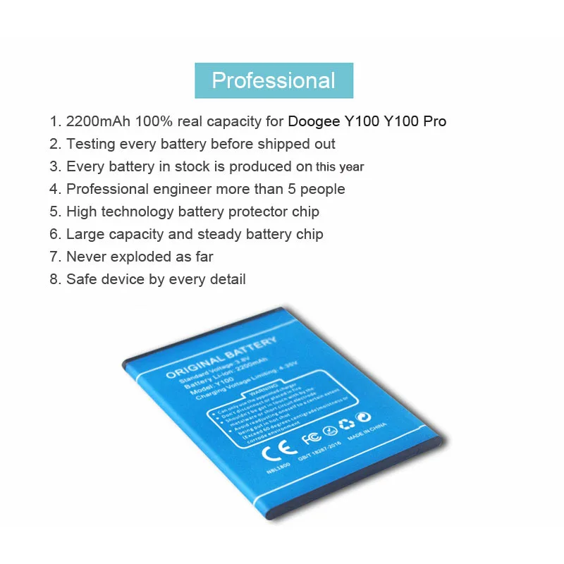 Сменный аккумулятор PINZHENG для мобильного телефона Doogee Y100 PRO высокое качество