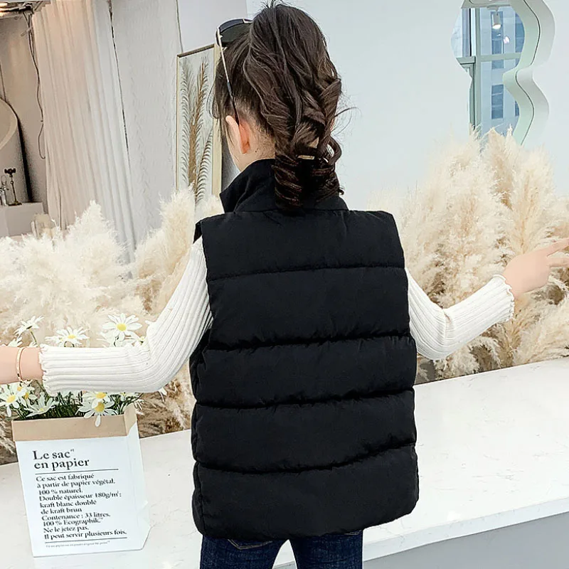 Зимняя одежда для девочек куртка жилет модное повседневное теплое пальто