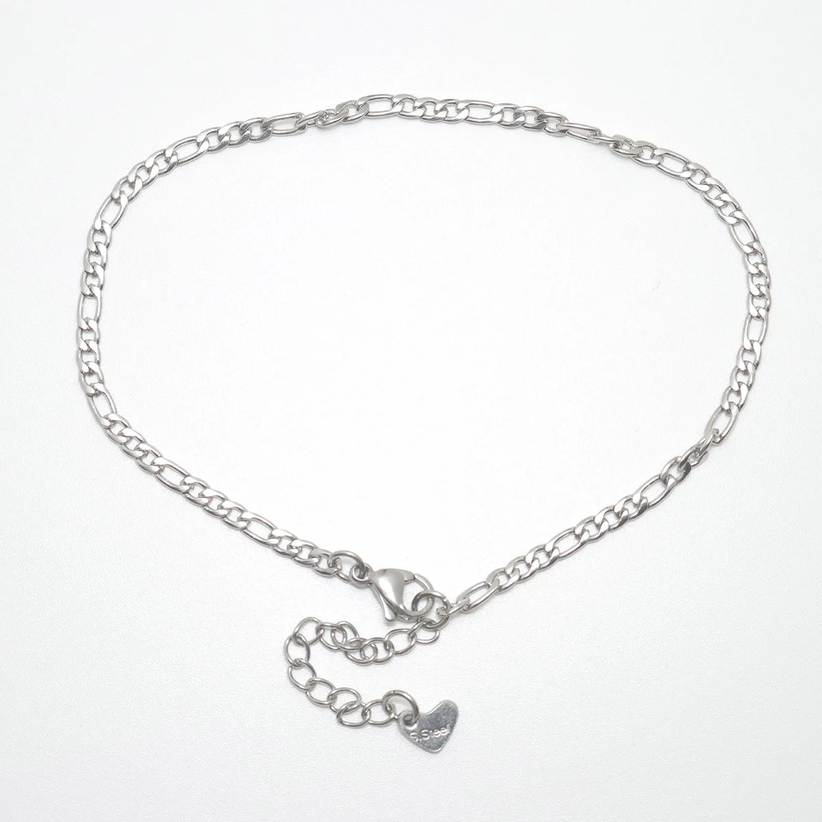 

304 Stainless Steel Anklet For Women Men Silver Color Heart Chain Anklet Fashion Wedding Jewelry 2021 22.8cm(9") long, 1 Piece