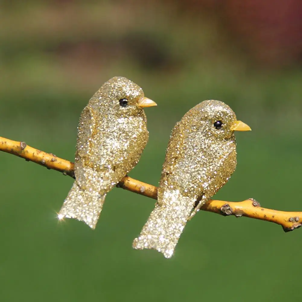 

12pcs/set Foam Artificial Glitter Birds Christmas Garden Decor Craft Birds Toys Christmas Wedding Party Decorations