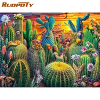 ruopoty 60x75cm frame paint by number for adults cactus modern picture by numbers acrylic paint on canvas home decors arts