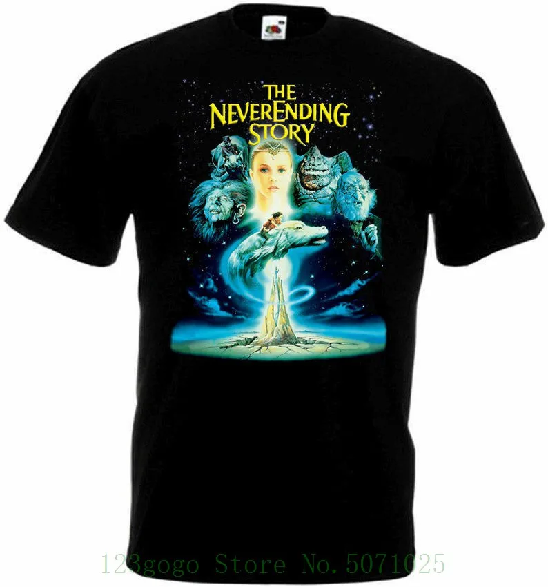 The Neverending Story постер из фильма футболки черные 100% хлопок мужские американский