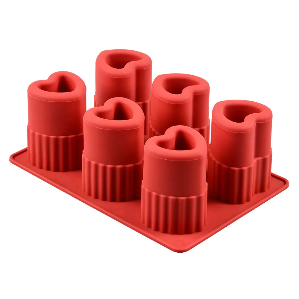 

3D Heart Ice Cube Mold Silicone Ice Mold DIY Homemade Ice Cue Tray 6 Cavity Decorating Tools Ice Cream Makers Eco-Friendly