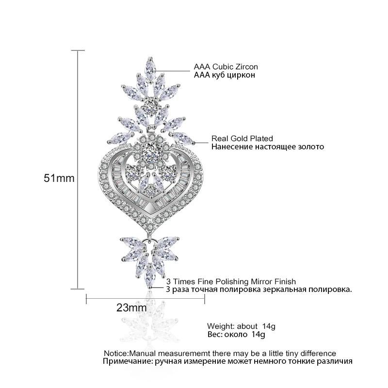 Серьги подвески Uilz из розового золота женские роскошные длинные висячие