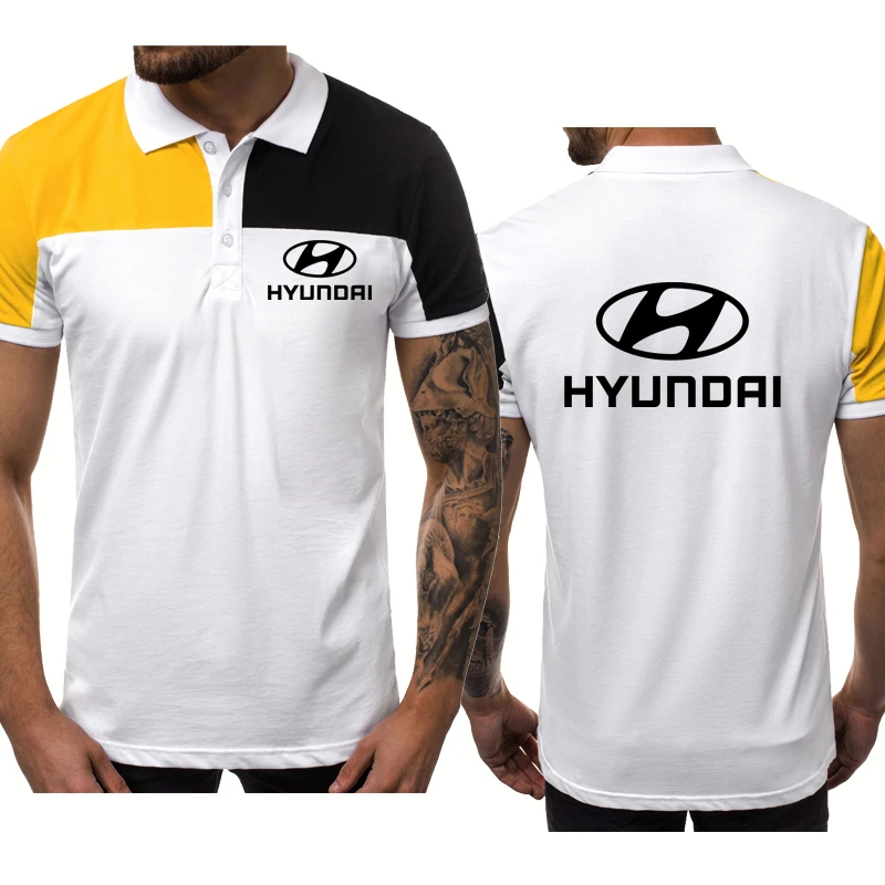 

NEW Men's tops Hyundai Car Logo Printeds High Quality Cotton Crew neck Men's short sleeve Gradient Casual Men's polo shirt