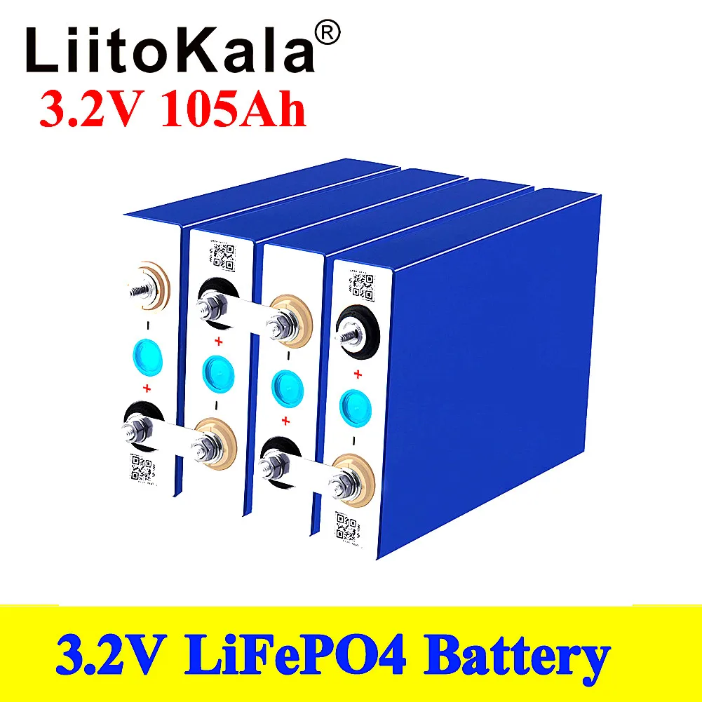 Najtaniej 4 Sztuk LiitoKala Klasy A Nowy 3.2V 100Ah 105Ah Lifepo4 Akumulator 12V 24V Elektryczny Samochód RV Golf Na Zewnątrz Energii Słonecznej Akumulator