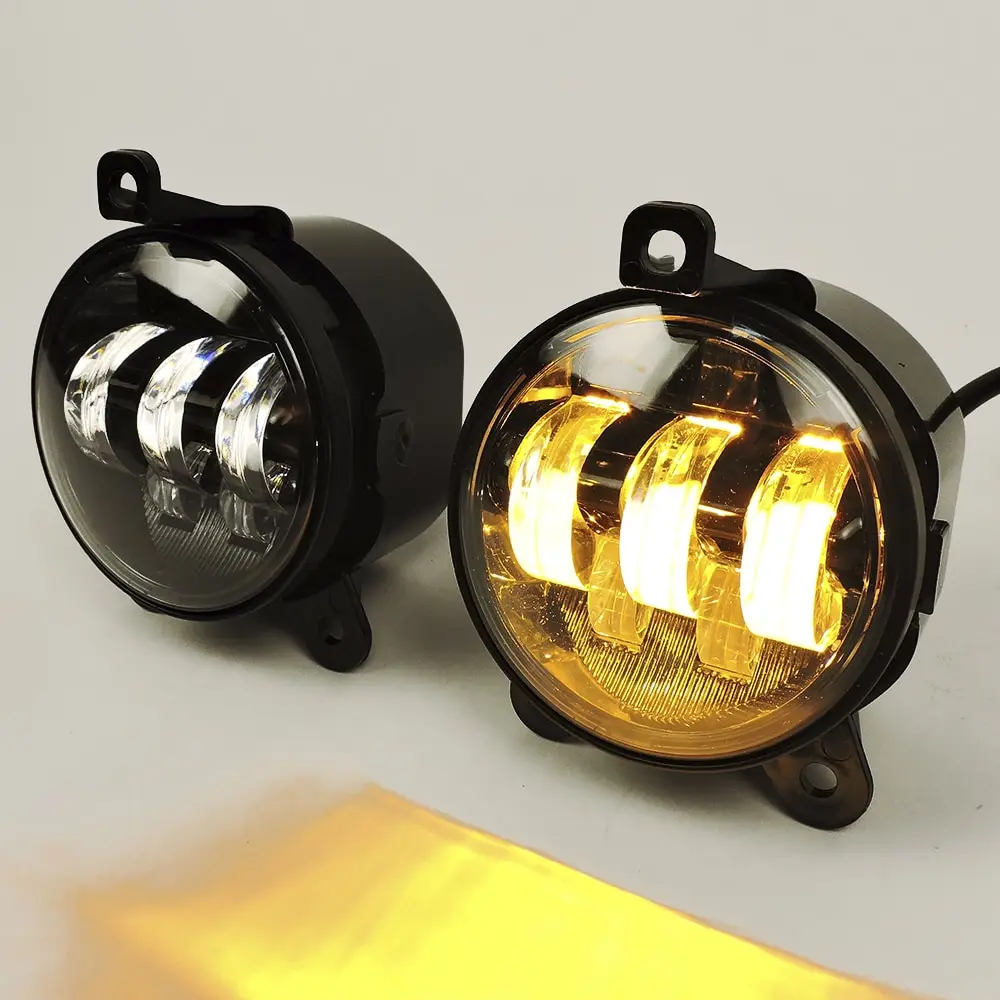 Противотуманные фары (ПТФ) светодиодные (LED) 5 линз (полос) 2 режима белый/желтый для