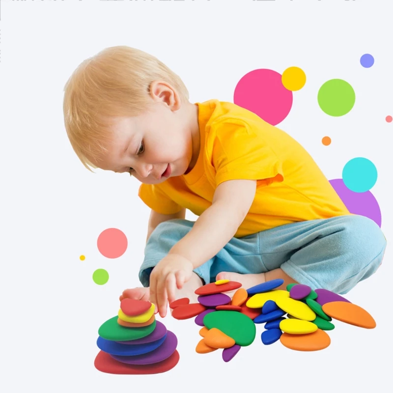 

Montessori Rainbow Pebbles Educational Toys Plastic Pebbles Stacked Stones