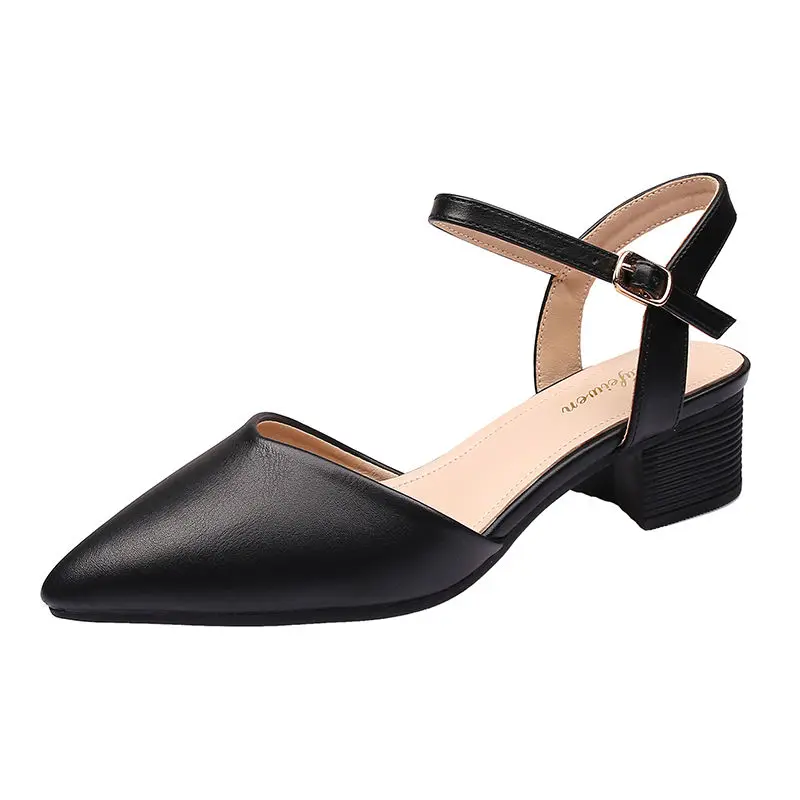 

Cowhide Genuine Leather Women's Shoes,Soft Fashion High Heels Sandals,Ankle Strap Pumps,Pointed Toe,BLACK,BEIGE,Dropshipping