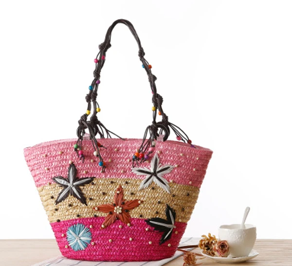 Мода ручной Плетеная соломенная сумка Лето Морская звезда ротанга пляжные сумки