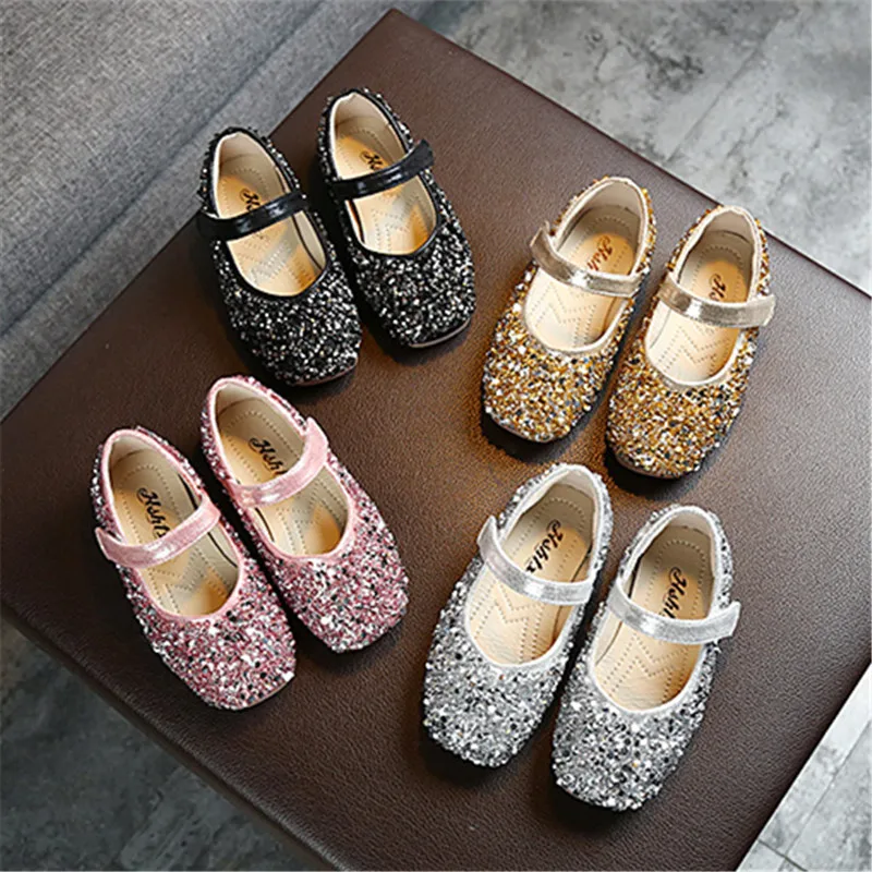 

Fashion Sequins Kids Wedding Flat Shoes For Baby Girls Dress School Shoe Children Spring Princess Leather Shoes 1 2 3 4 5 6 Year