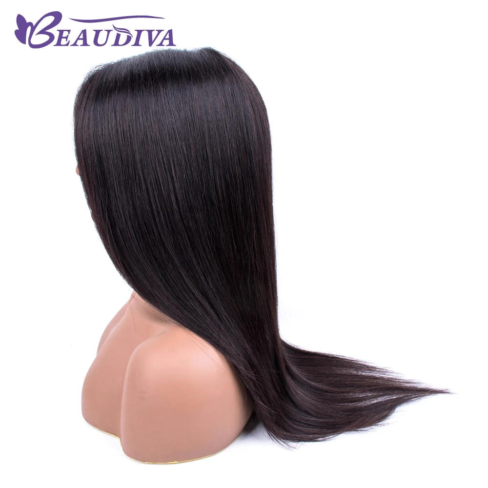 Brazilian Side Part Lace Wig Straight Human Hair Wigs For Black Women Remy Beaudiva 150% Density Lace Wig with Baby Hair 18inch