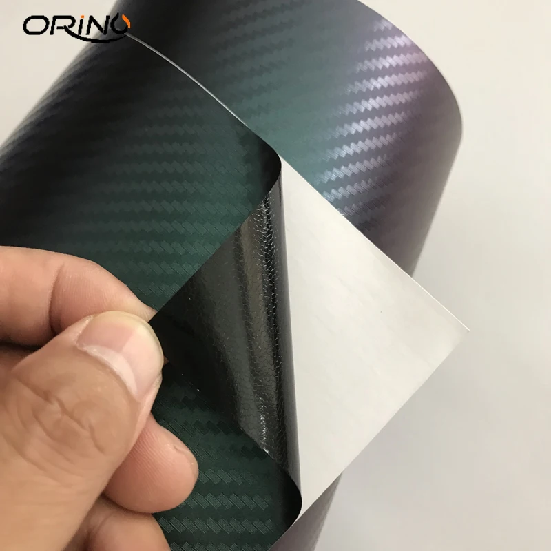 

50x300cm Green Purple Chameleon 3D Carbon Fiber Vinyl Car Wrapping Foil Chameleon Motorcycle Car Sticker with Air Release