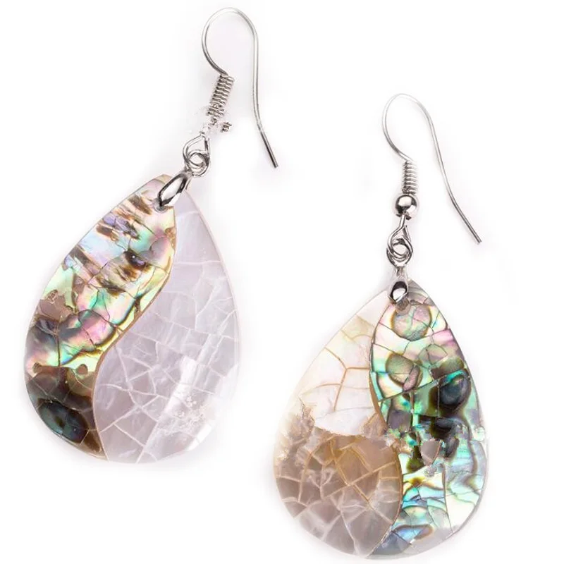 Natural Pearl Shell Ethnic Earrings with Stones for Women Exaggerated Simple Droplet Type | Украшения и аксессуары