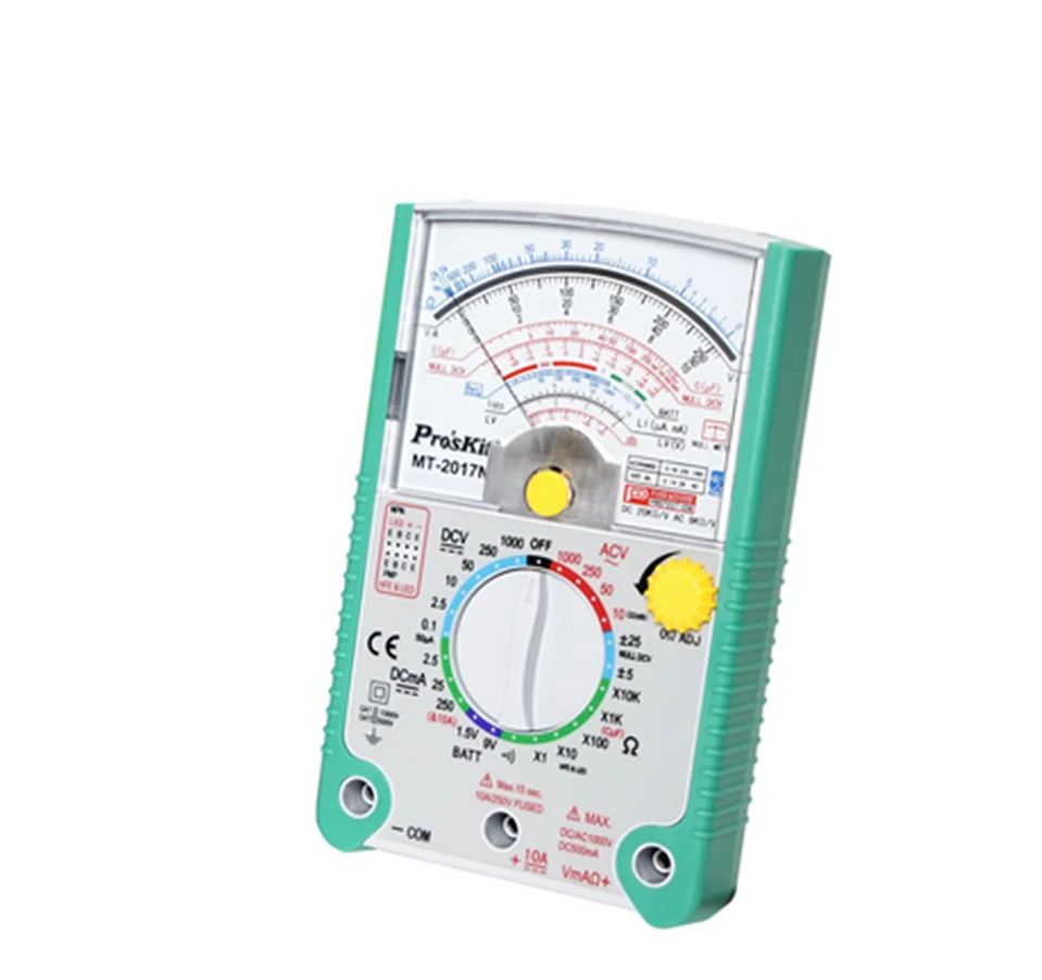 

Proskit MT-2017N AC/DC Analog Graph Pointer Multimeter Ammeter Resistance Capacitance Diode Volt Amp Ohm hFE LED Meter