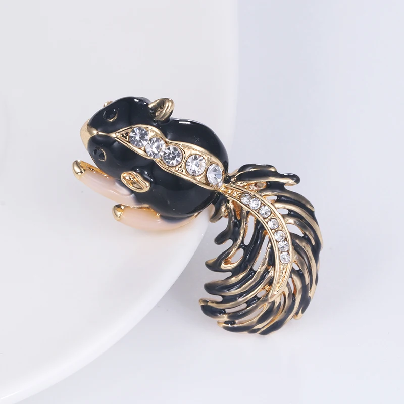 Baiduqiandu Бренд Новое поступление золотой цвет черный эмалированный белка Bijoux Ювелирные изделия животных Броши для женщин