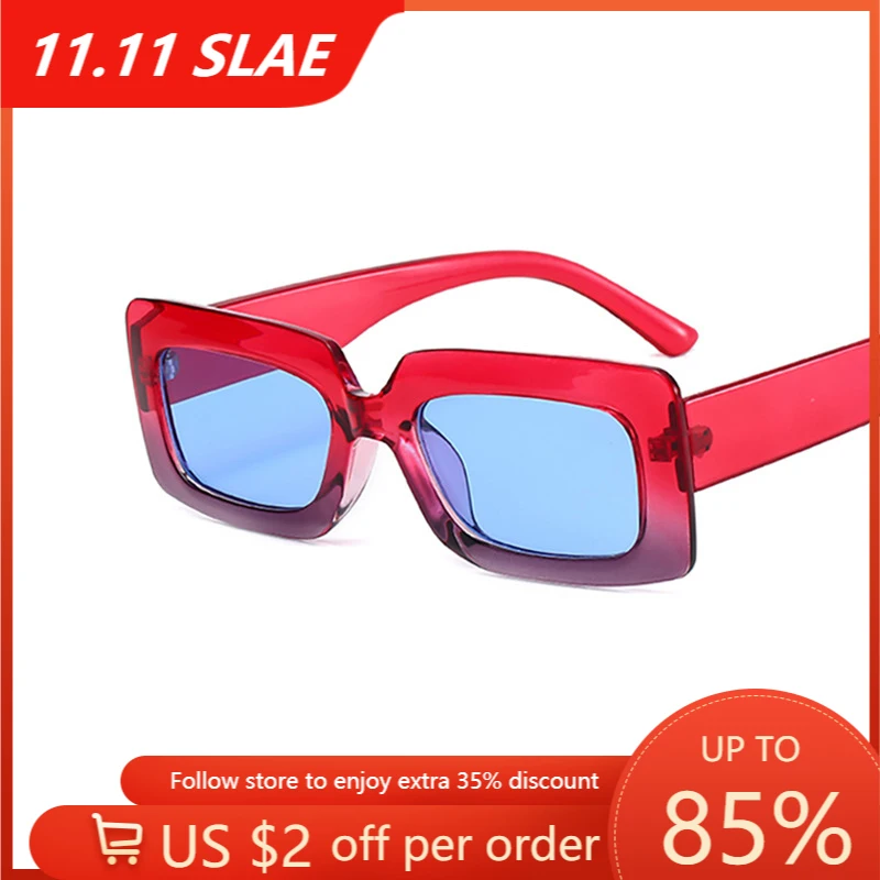 

Rectangle Sunglasses Women Fashion Orange Green Frame Eyeglasses Vintage Small Square Sun Glasses Gradient Lens Eyewear Oculos
