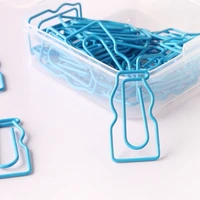 20pcsbox cute baby blue baby bottle shaped metal paper clips binder clip bookmark memo clips stationery office binding supplies