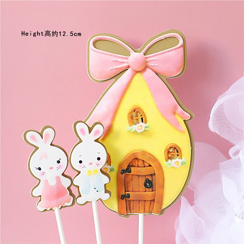Игрушечный домик с бантом тележка Топпер для кроличьего торта украшения