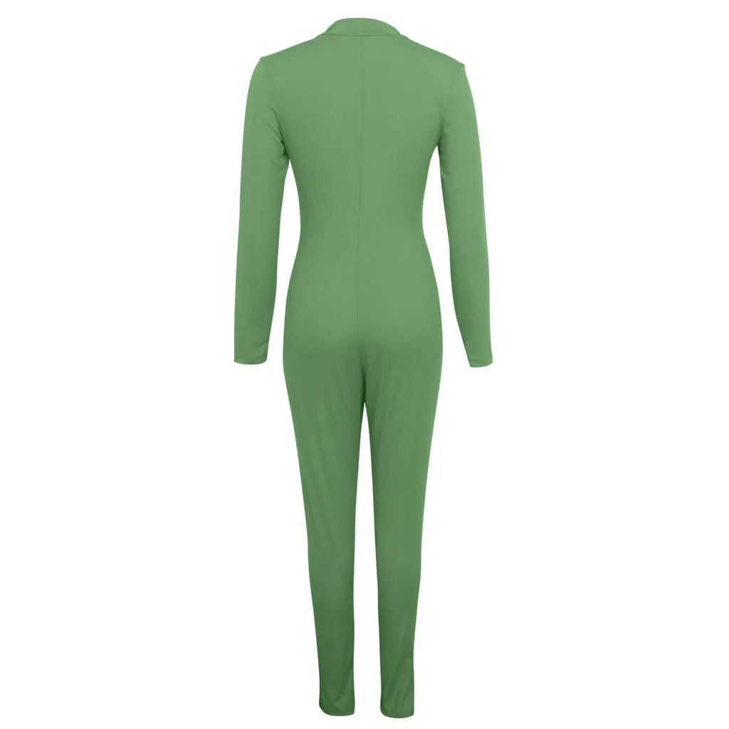 feitong sexy rompers womens jumpsuit V-Neck Belted Jumpsuit Party Club Playsuits Long Sleeve Jumpsuits Tight Overalls 9M3